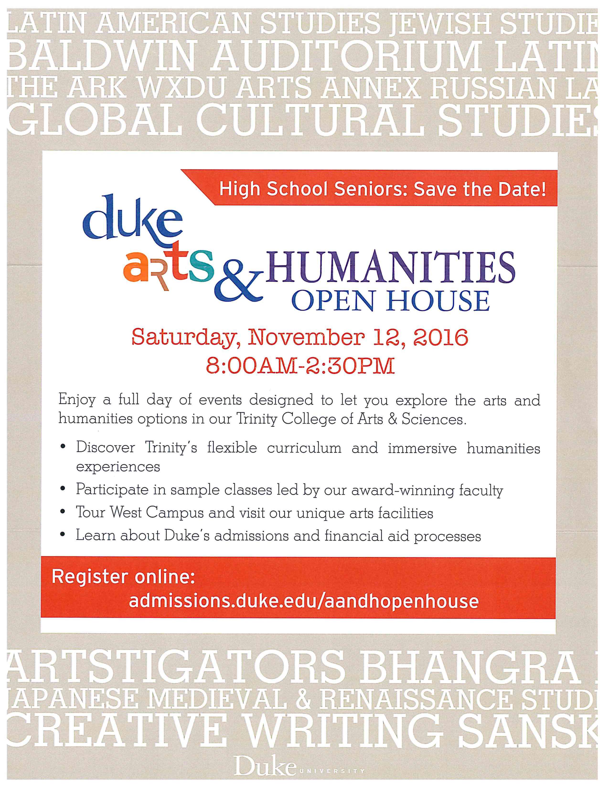 Duke Arts & Humanities College Open House