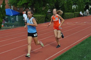 SPRINT.  Sophomore Leah Sikes runs in the 1600 meter run. photo/BRYNNE DAWKINS