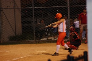 BIG HIT. Senior Kristi Creel hits a double in the second inning. photo/GAVIN WATERS