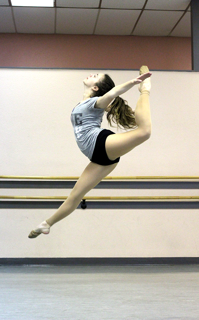 JUMP HIGH. Sarah Rosenfeld performs a capezio jump. Photo/ Abby Jones