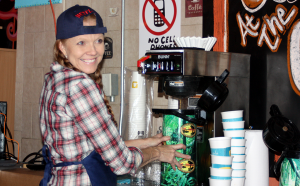 LUKE'S BREW. Shop owner Joyce Adams brews coffee for Luke's Diner customers. photo/Chasity Maynard