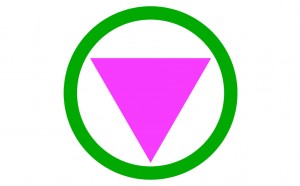 POIGNANT AND IRONIC. The inverted pink triangle surrounded by a green circle is a symbol indicative of an LGBT safe space. photo/public domain