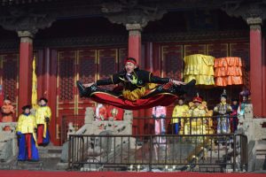 JUMP FOR HERITAGE. An actor dressed in traditional costume performs in the Shenyang Palace Museum in Shenyang, China, on Thursday, Feb. 19, 2015, the first day of the Chinese Lunar New Year. photo/Pan Yulong/Xinhua/Zuma Press/TNS)