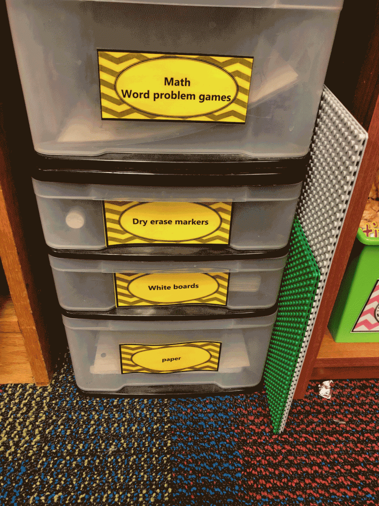 Pictures of drawers labeled 