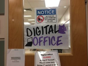The digital office is where students get their laptops fixed. With the TC going digital everyone is learning how to use these new laptops and the digital office has helped with all of the small bumps in the roa.d