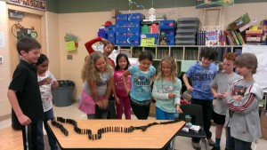 4th Grade was the only grade to get all 100 dominoes to line up